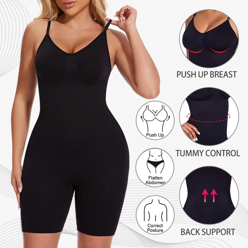 New Bodysuit Shapewear Women Tank Top Tummy Control Full Body Shaper anti Chafing Shorts Slimming Waist Trainer Butt Lifter