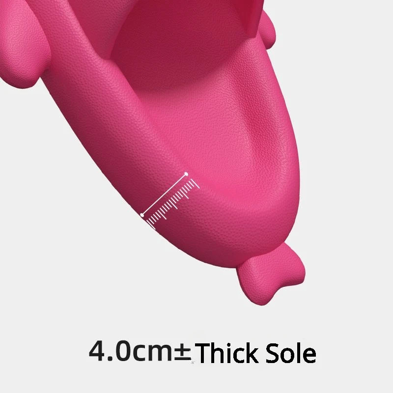 4Cm Thick Sole Shark Slippers Women Men Indoor Bathroom Slides Cute Cartoon 2024 Summer Shoes Female Male Street Beach Sandals