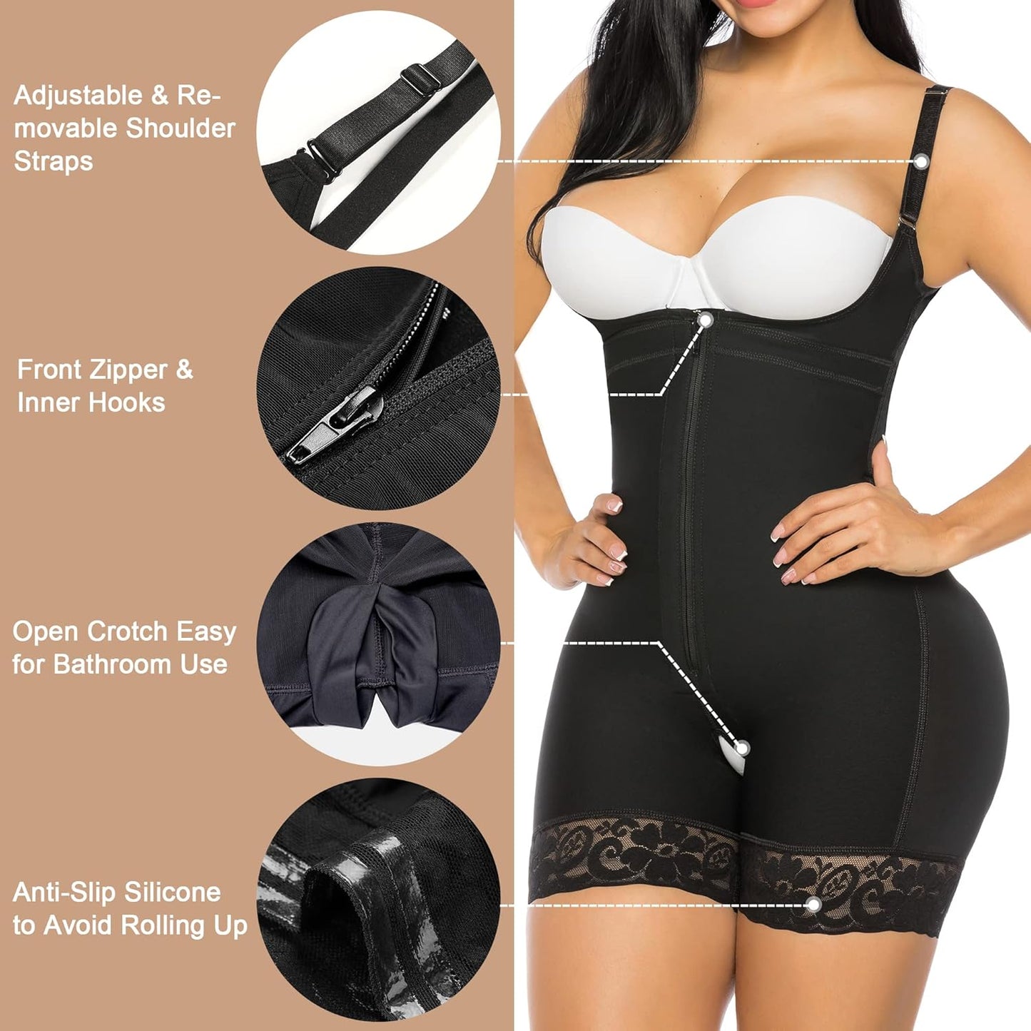 Fajas Colombianas Shapewear for Women Postpartum Tummy Control Body Shaper Butt Lifter Bodysuit